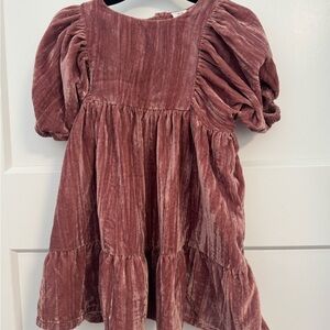 H&M Velvet Puff Sleeve Dress - Dusty Rose